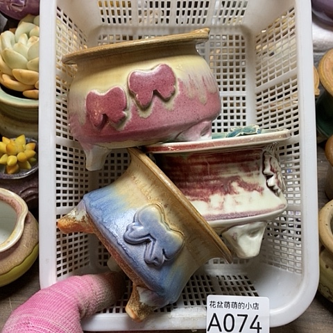 紫砂花盆074微瑕品口径7到8左右
