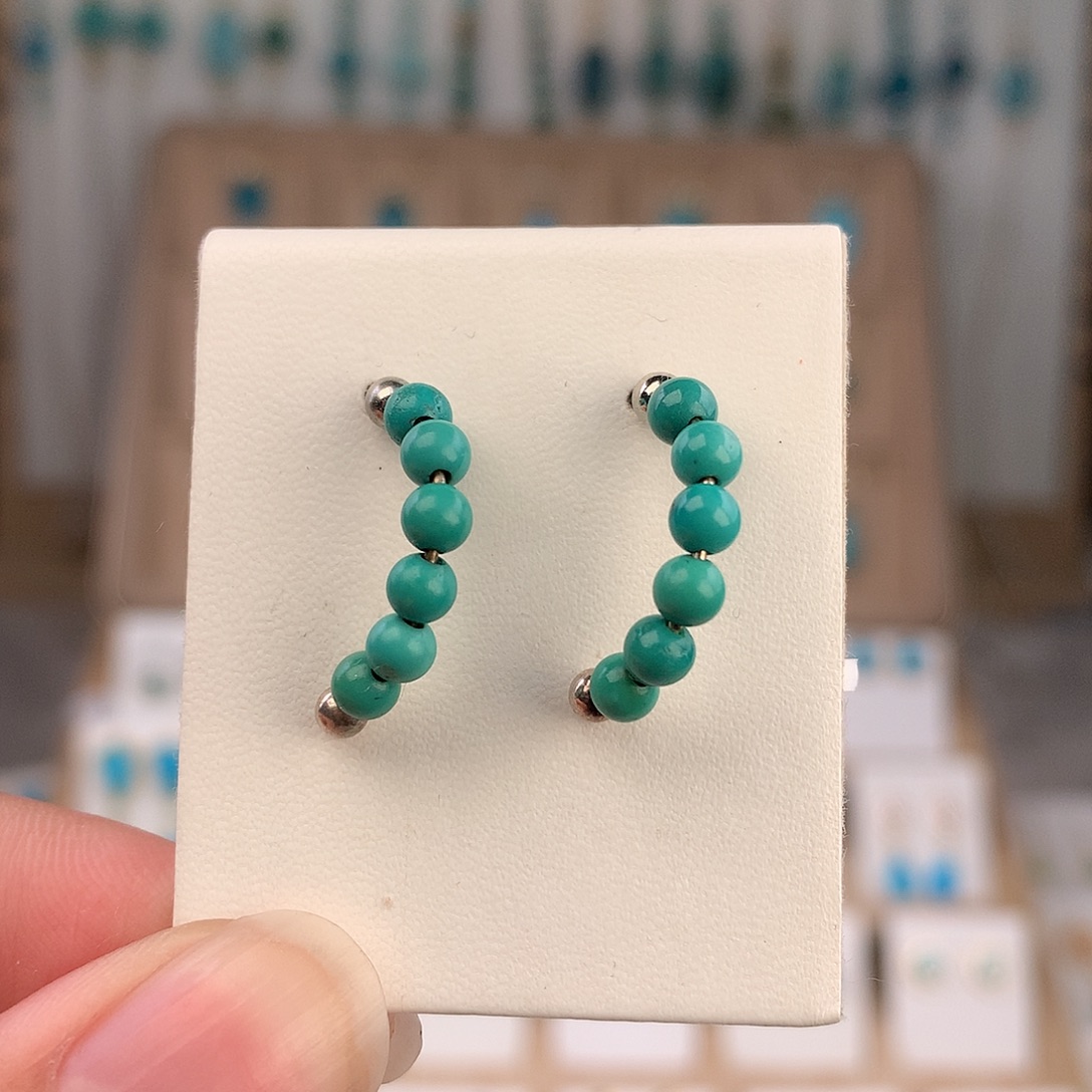 绿松石银S925镶嵌耳饰