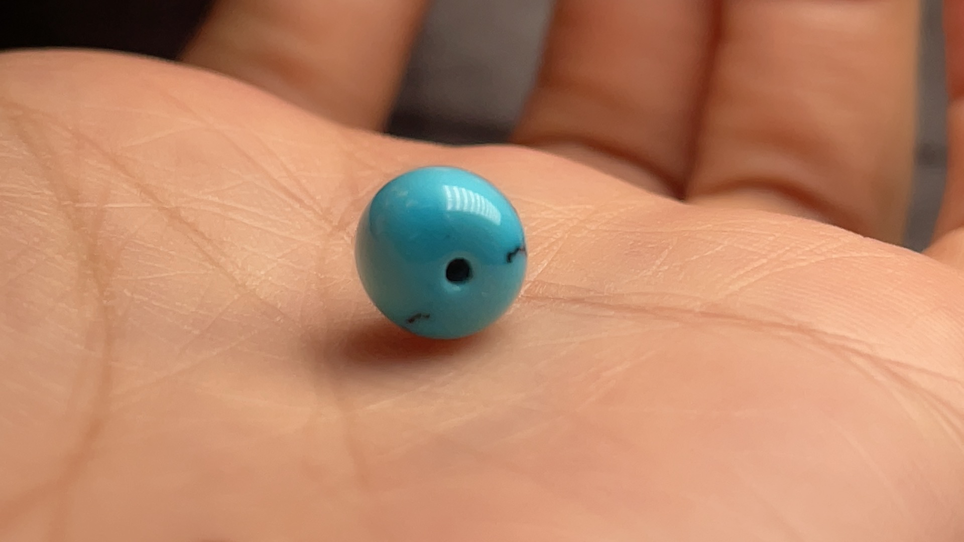 原矿绿松石高瓷蓝 玉华水草纹老型 尺寸8x7mm 