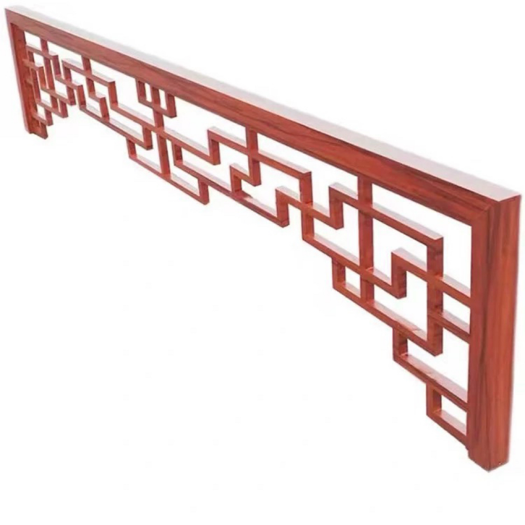 中式古铝合金挂落木纹门楣角花庭院外墙装饰格栅定制花格