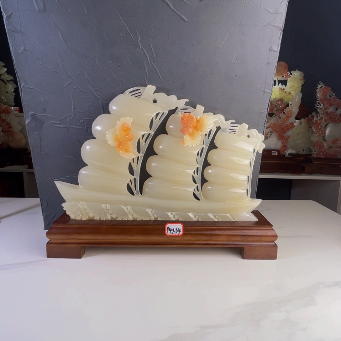 石材家居摆件一帆风顺