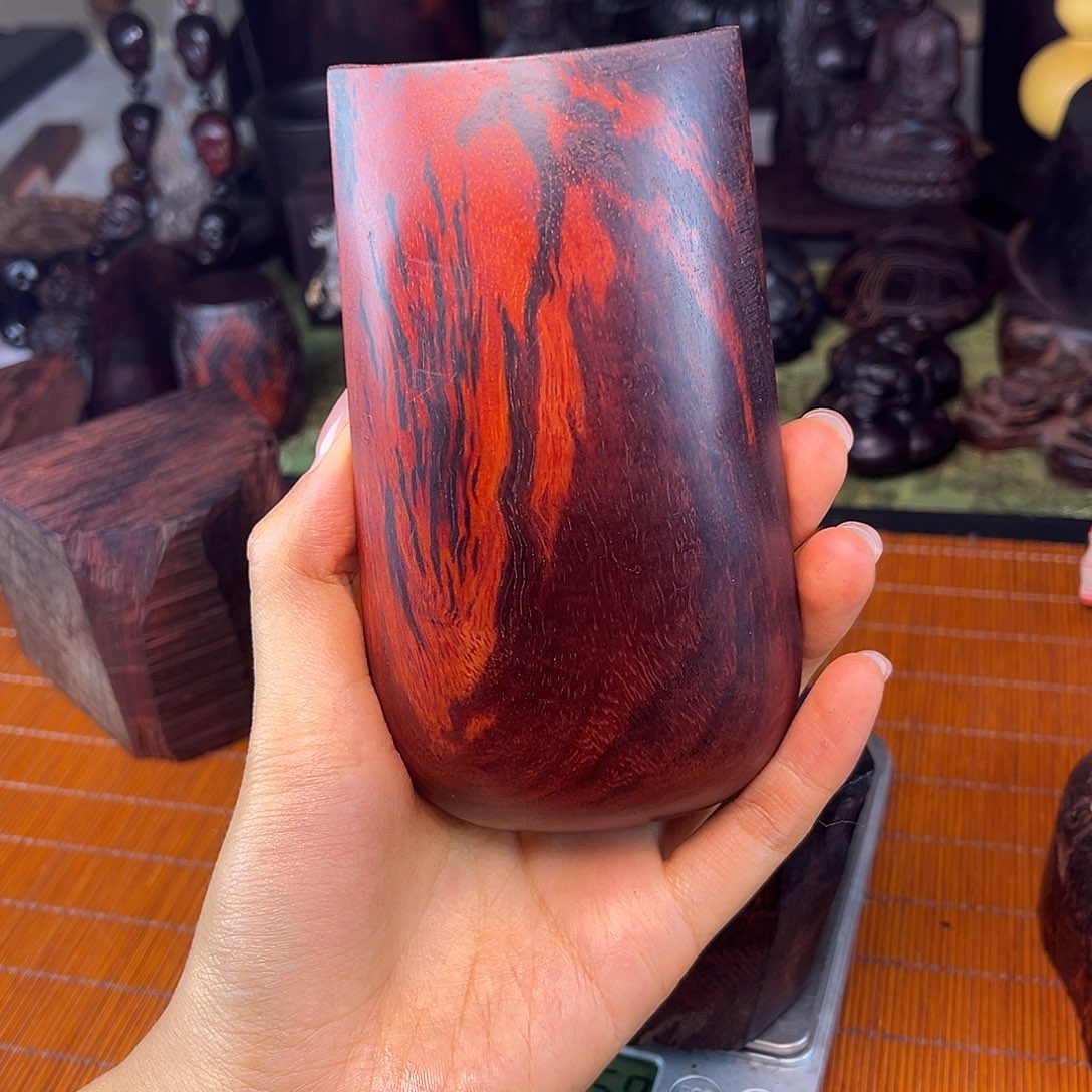 檀香紫檀（小叶紫檀）龙麟底水波S纹茶则