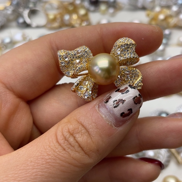 海水珍珠胸针银S925镶嵌