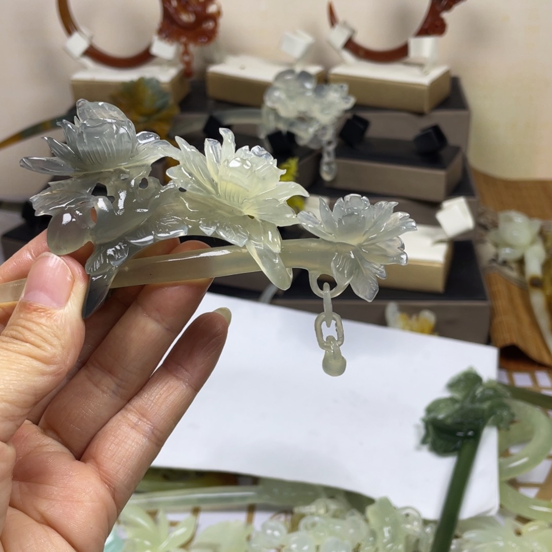 未镶嵌蛇纹石玉发饰ℋ*宁