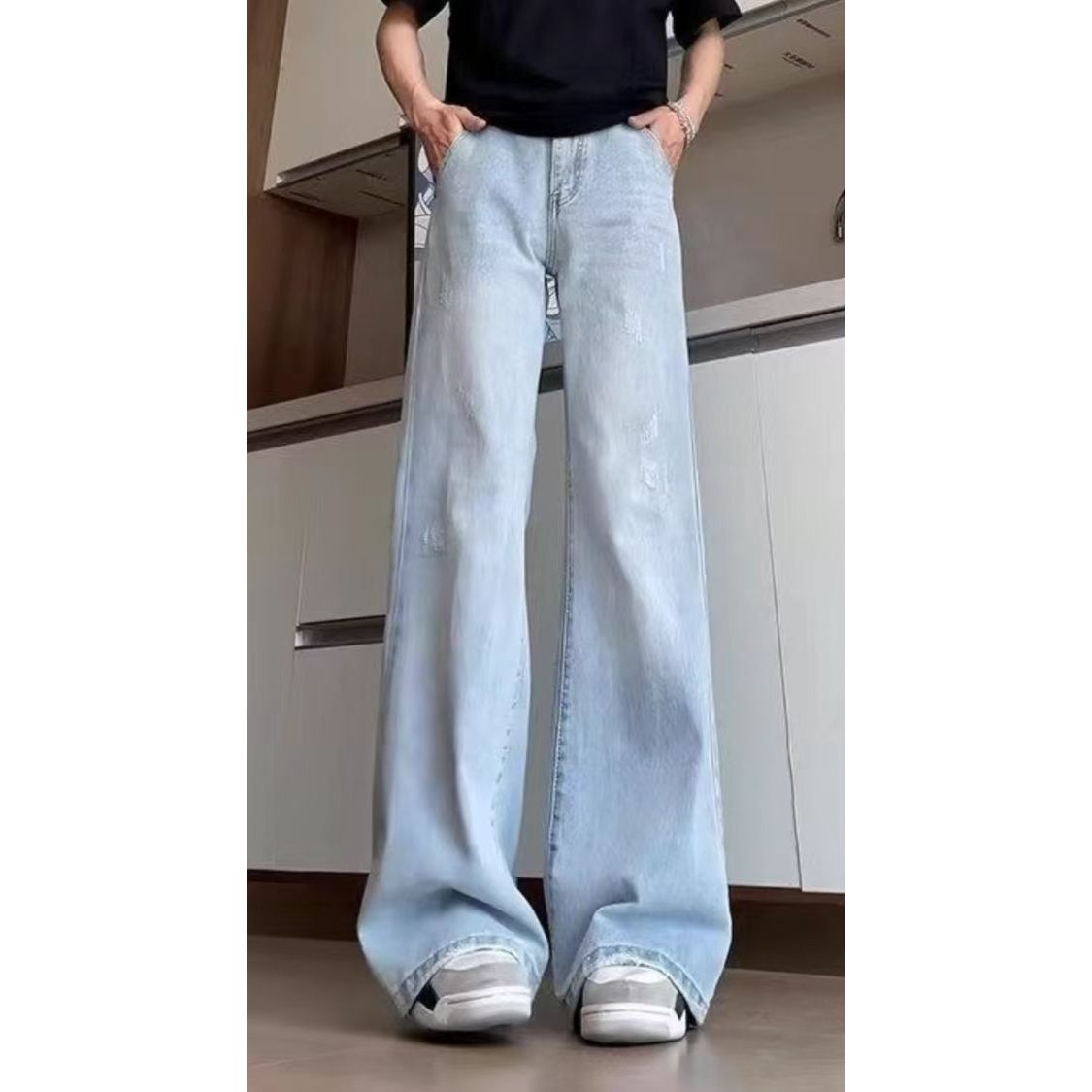 【直播链接】微瑕爆款夏季宽松热门直筒阔腿微喇时尚设计感牛仔裤