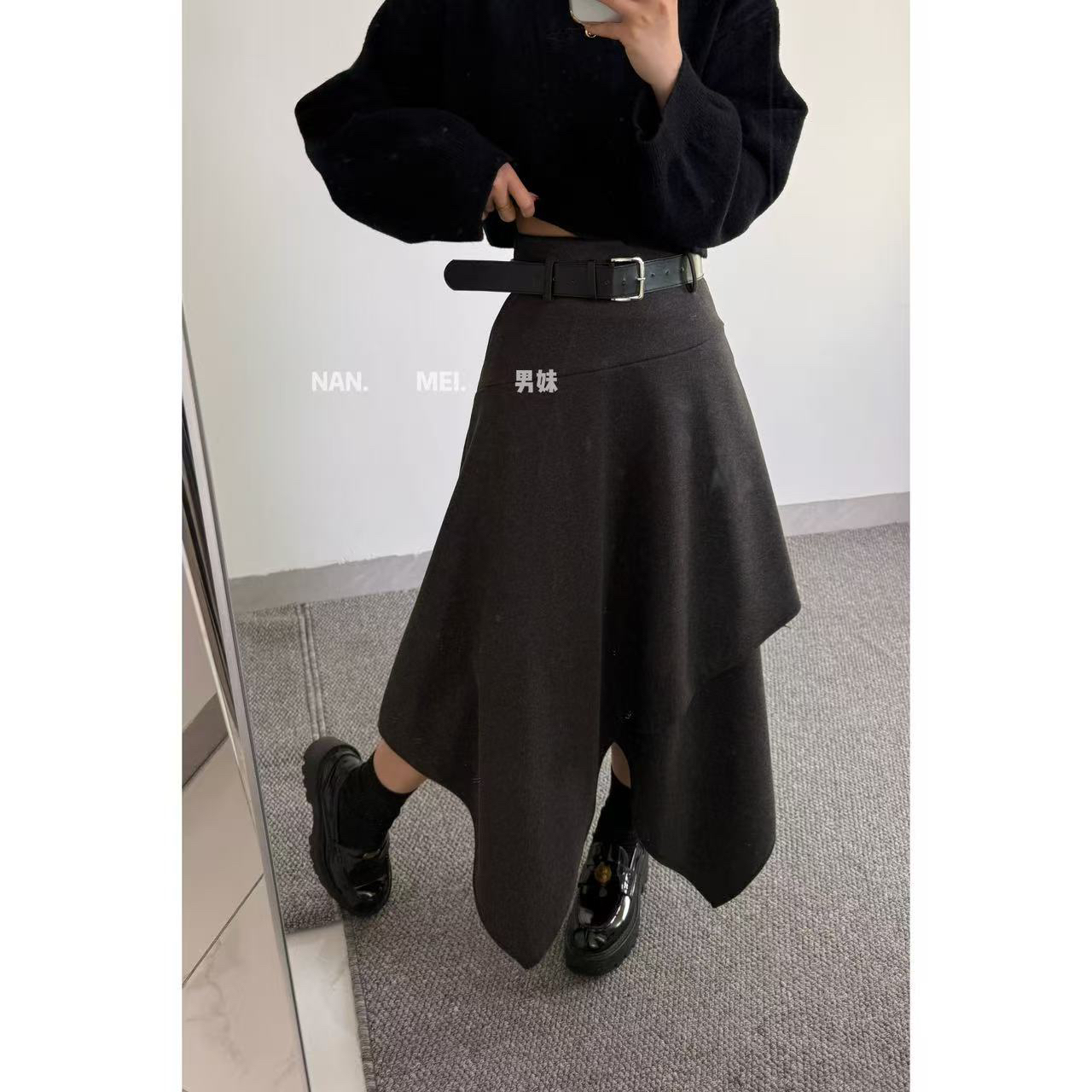 NM秋冬韩系氛围感不规则半身裙