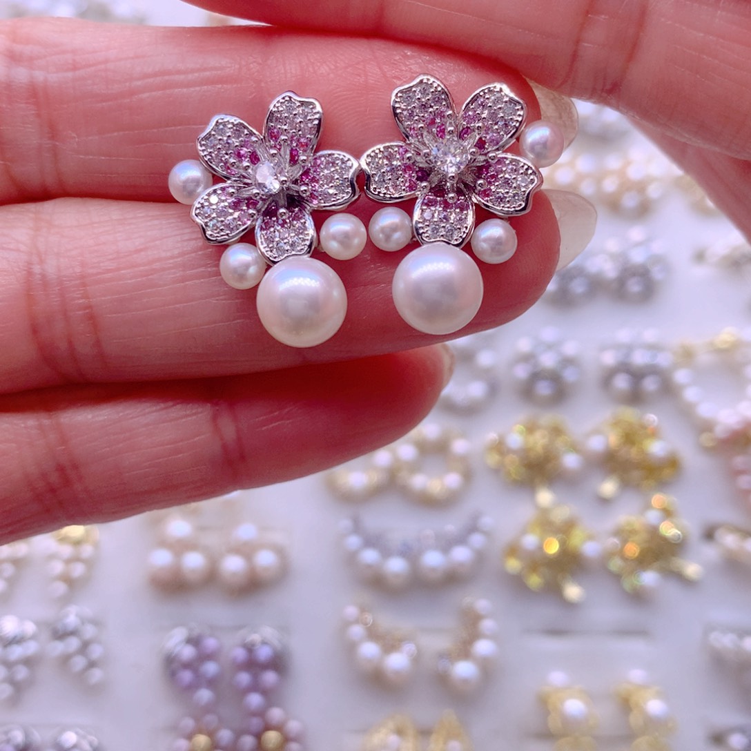 淡水珍珠耳饰合金