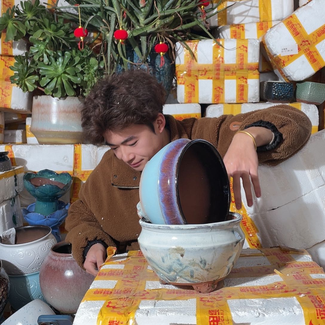 无铅玻璃宜兴紫砂花盆