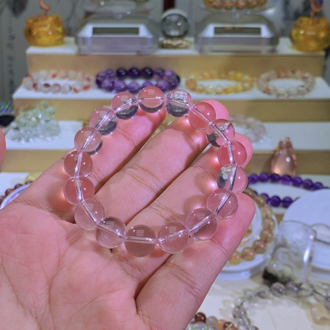 未镶嵌手链水晶冰菊粉水晶手串