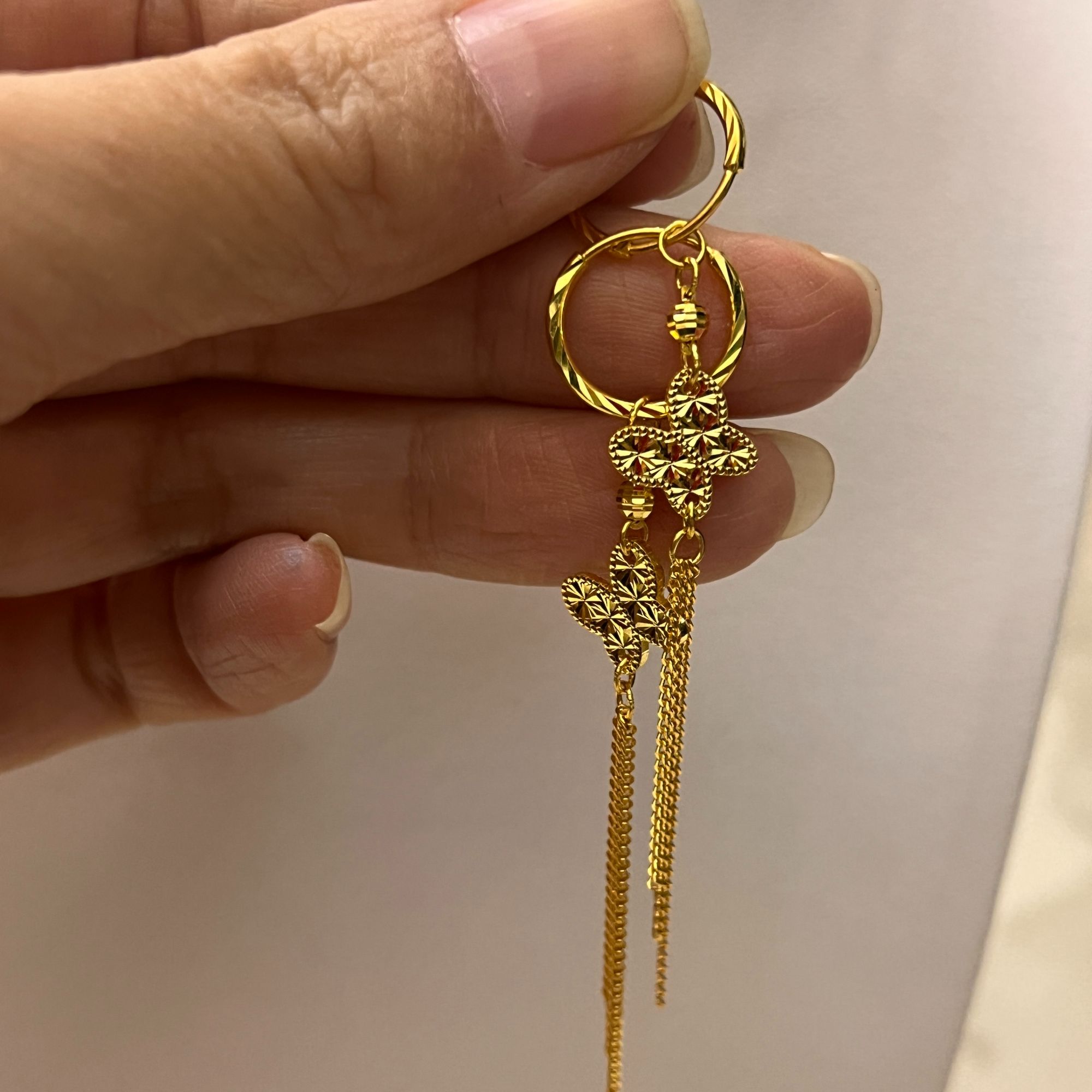 足金999流苏耳饰