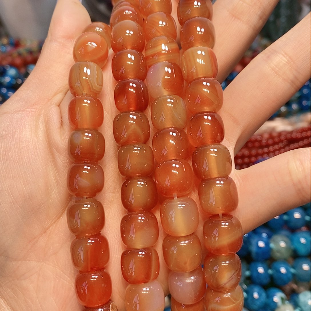 玛瑙/玉髓散珠天然红玛瑙老行一条11mm