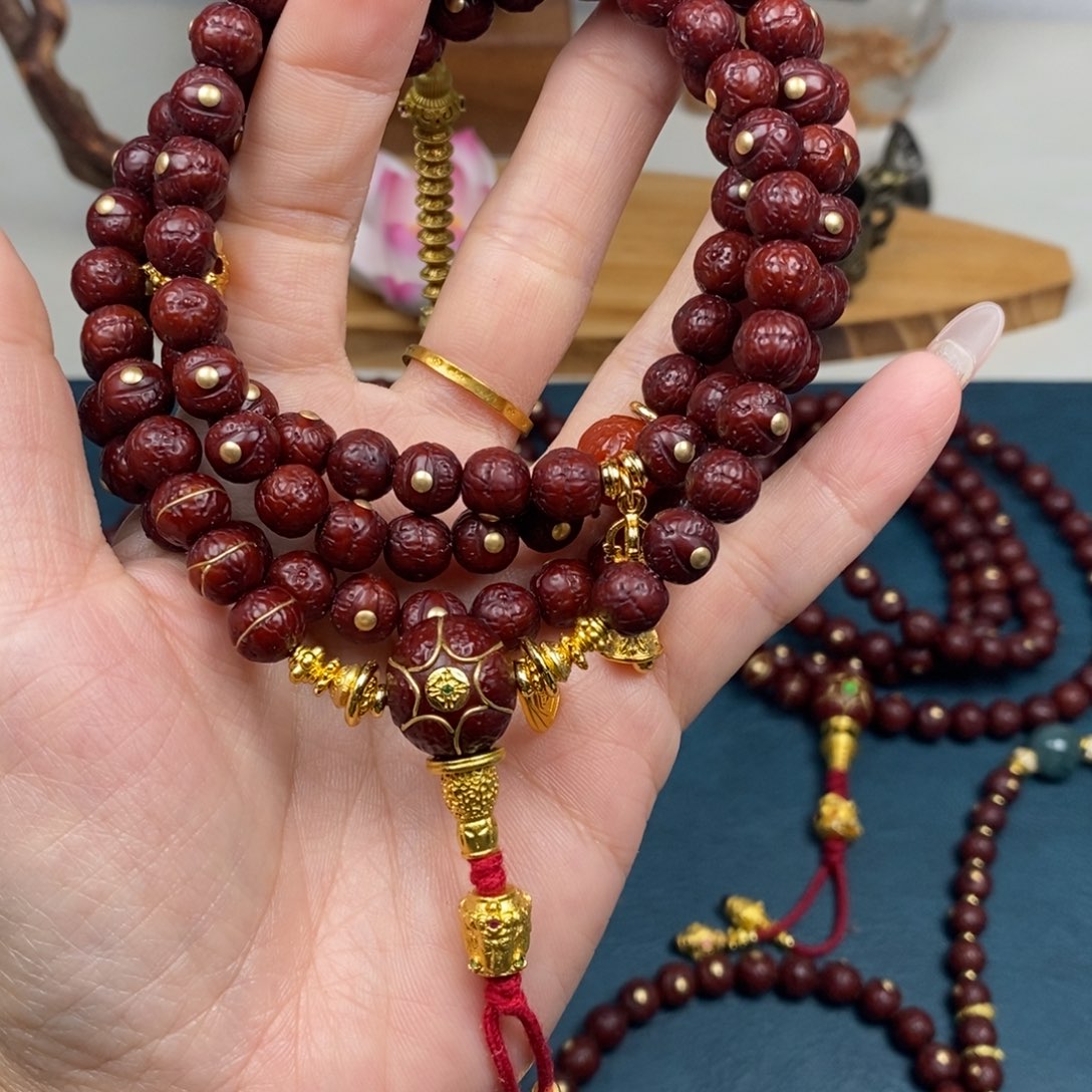 凤眼菩提手串108金钉金满配8.8