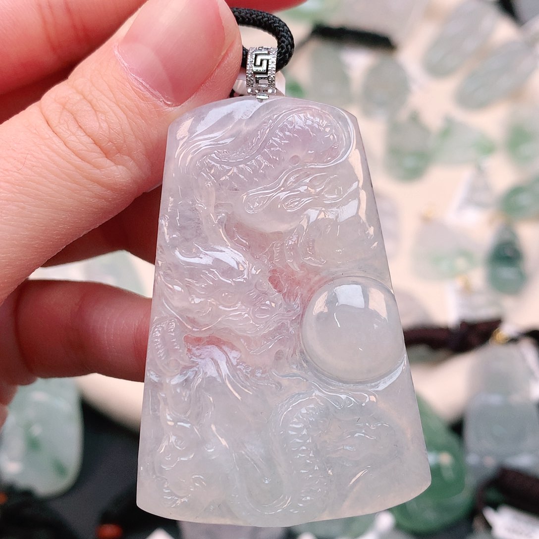 翡翠颈饰18K金镶嵌大龙牌63、55、35、5.5