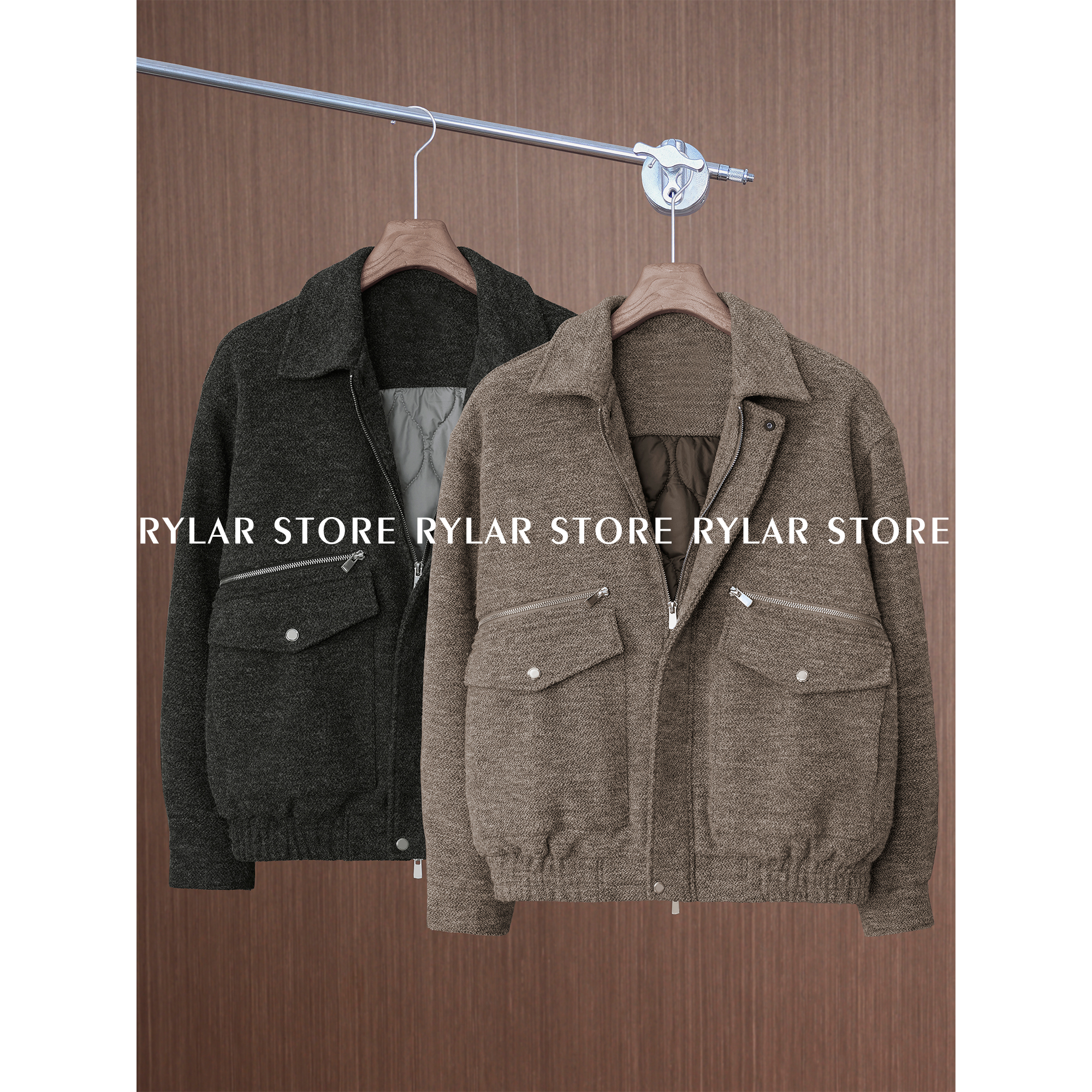 翻领男士夹克外套毛呢大衣