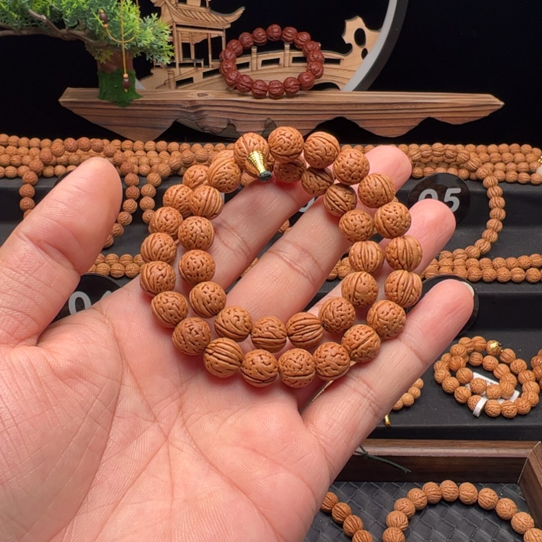 吊坠文玩核桃精品野生桃核手持脑纹36天罡