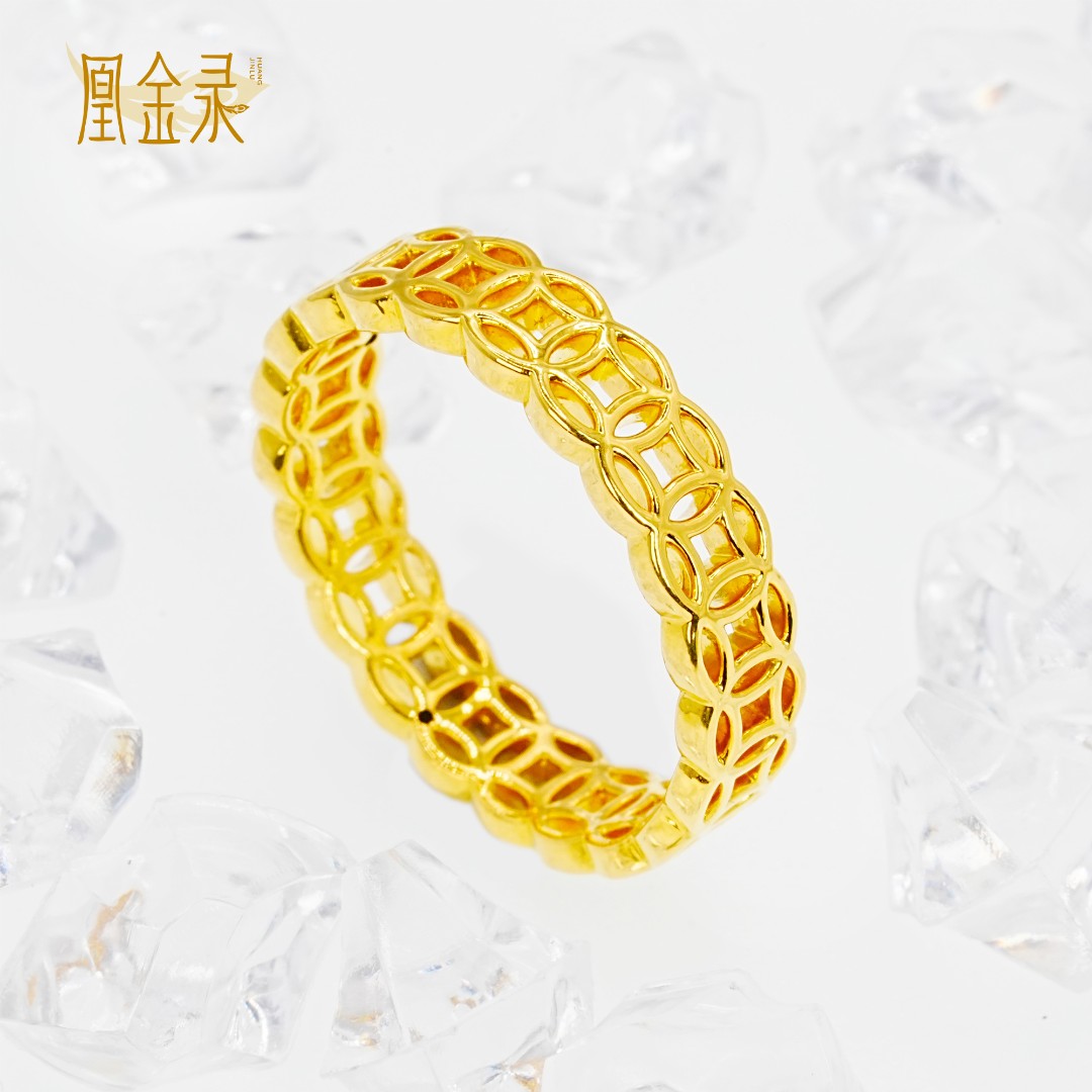 足金999大铜钱戒指经典复古生日礼物黄金礼物送女朋友送自己