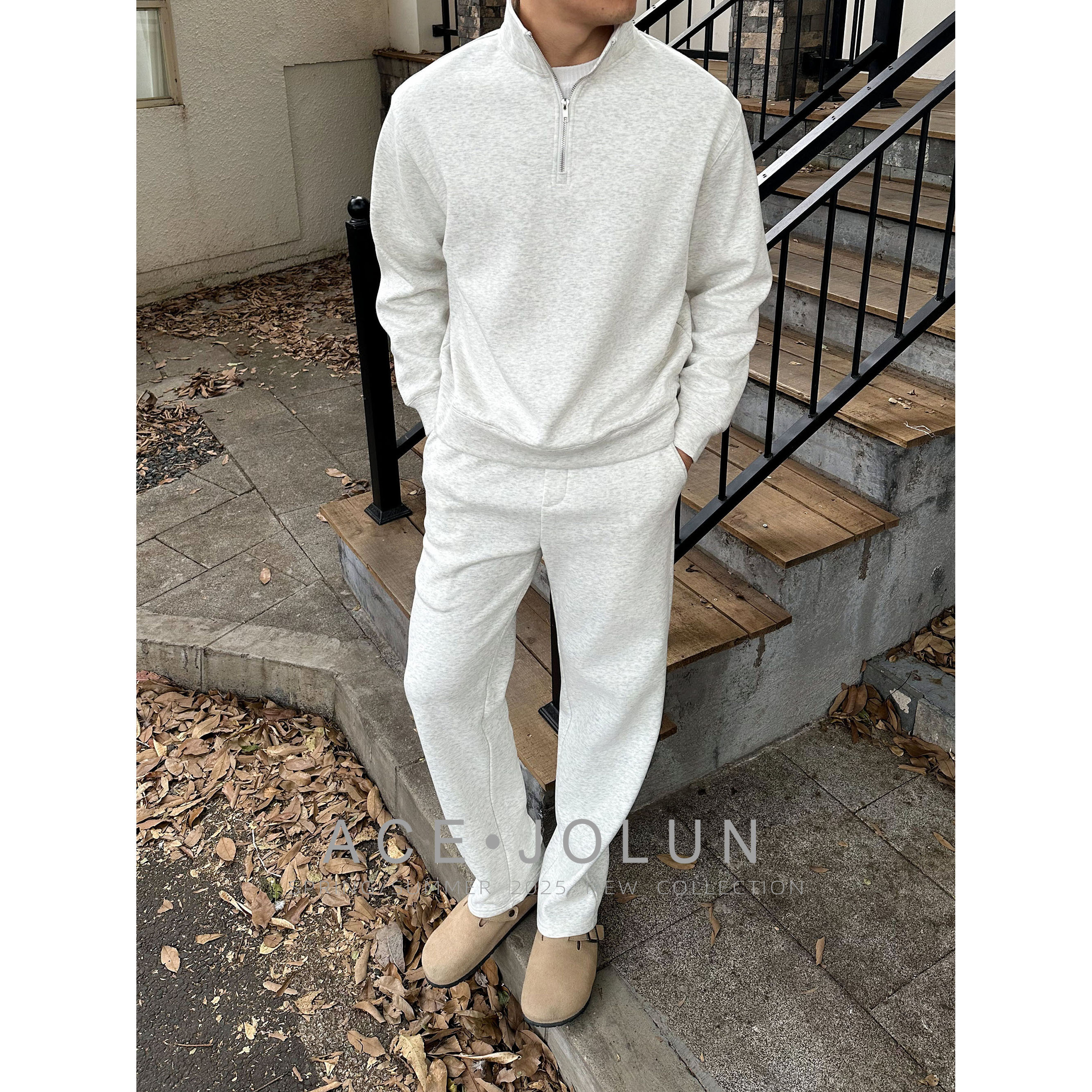 【加绒空气层】轻奢半高领拉链卫衣卫裤休闲套装男士秋冬高级太空棉