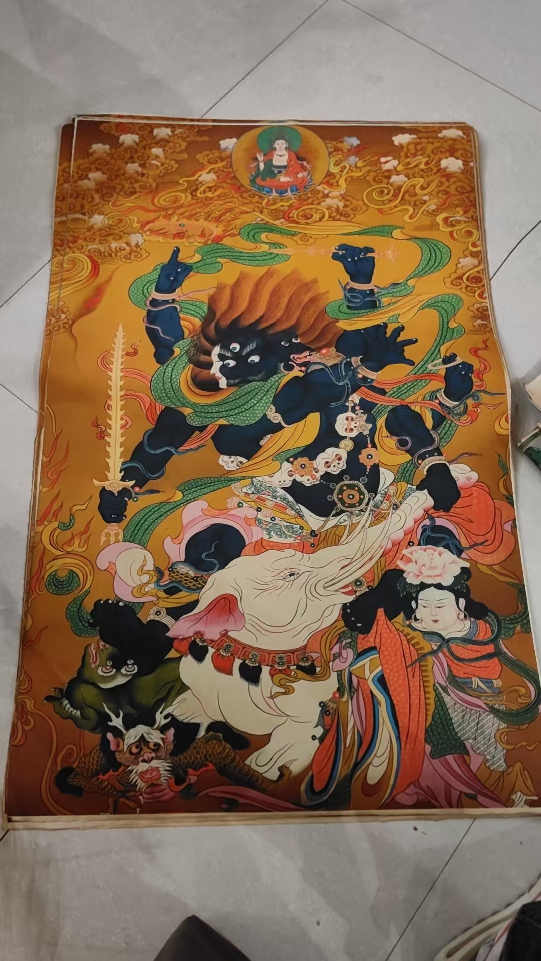 A19高端精品大威金刚绘画类唐卡