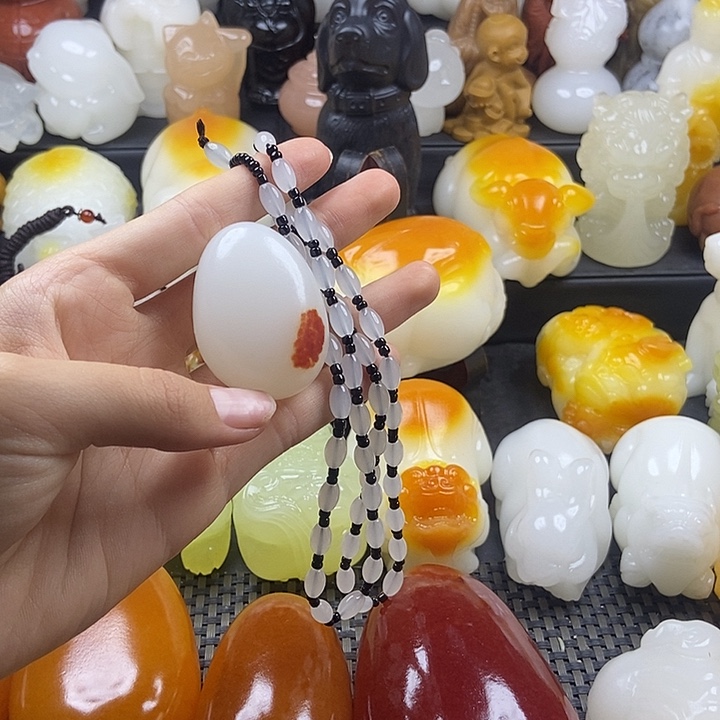 无花朵原石雕刻挂件