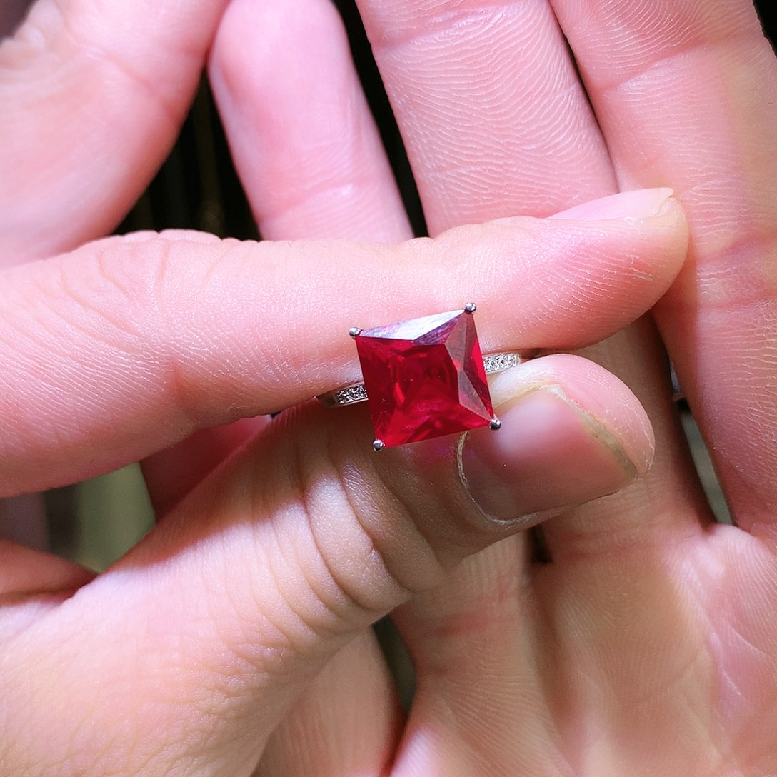 红宝石戒指银S925镶嵌