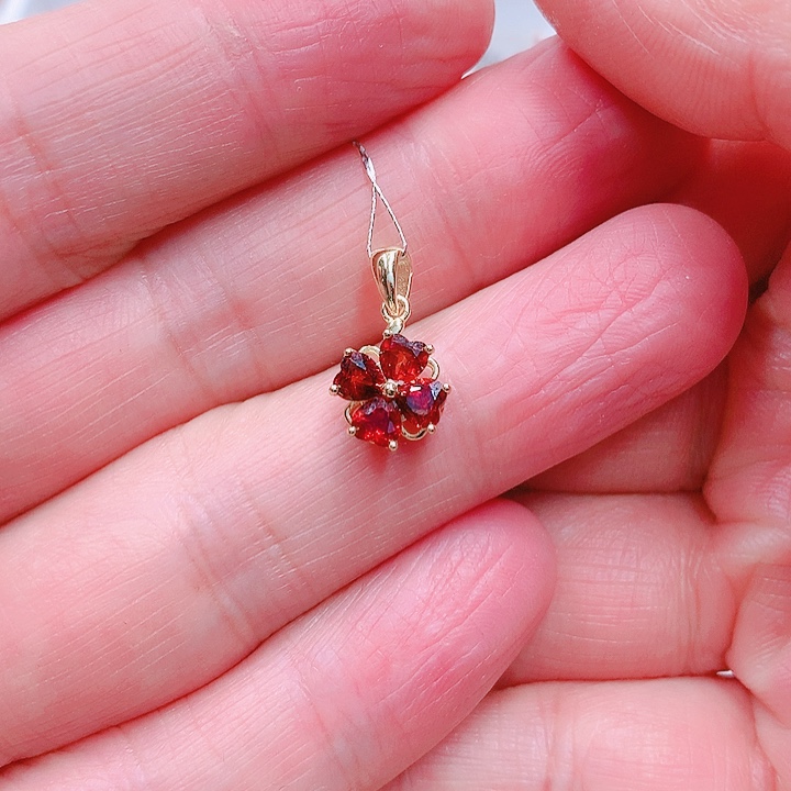 石榴石吊坠(不含链)银S925镶嵌