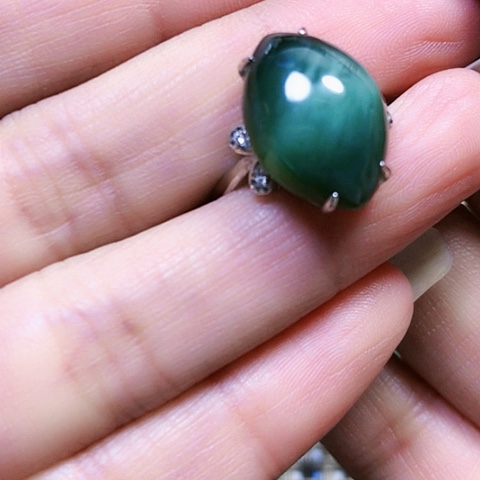 和田玉银S925镶嵌戒指