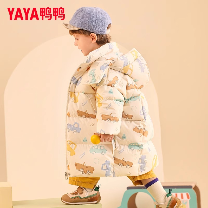 YAYA/鸭鸭儿童羽绒服中长款男童宝宝加厚保暖男宝女宝小童装外套