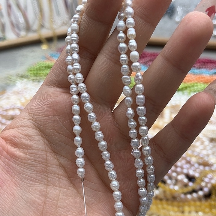 玛瑙/玉髓珠宝半成品未镶嵌一条4mm左右螺纹米珠珍珠