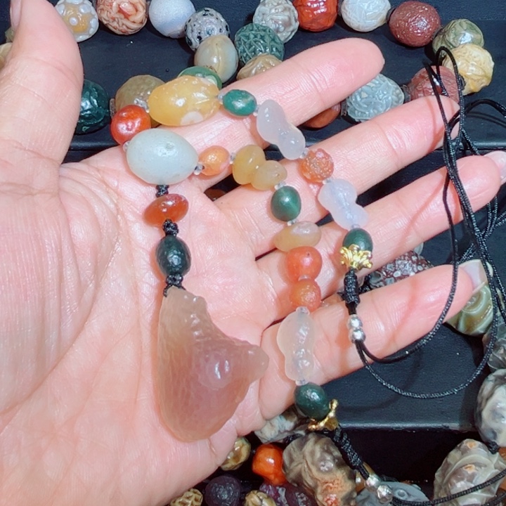 玛瑙/玉髓手链银S925镀金镶嵌