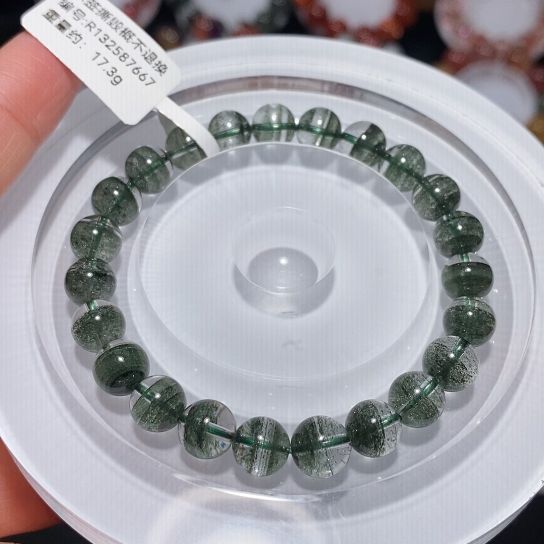 未镶嵌手链水晶F千层绿幽灵8.3