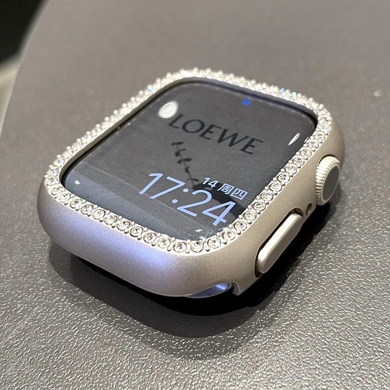 适用苹果手表镶钻半包保护壳