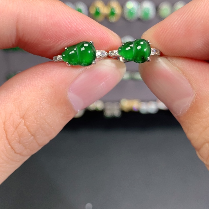 翡翠银S925镶嵌耳饰耳饰