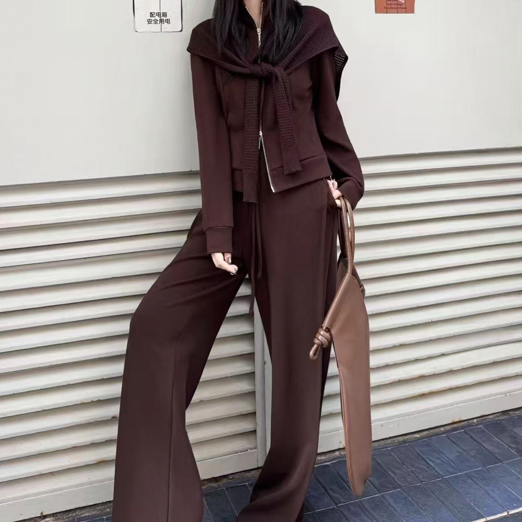 QL—2006连帽运动休闲套装女cleanfit懒人穿搭风格