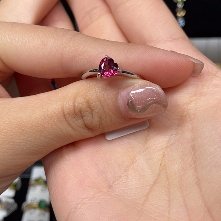 石榴石戒指银S925镶嵌