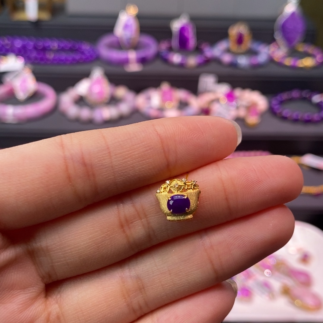 苏纪石（舒俱来）18K金镶嵌吊坠(不含链)