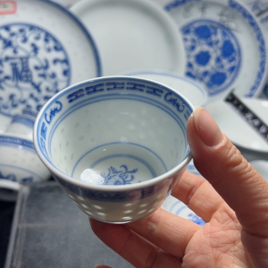 碗青花玩玉兰花二缸盅