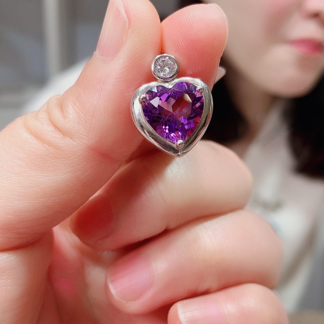 紫晶颈饰银S925镶嵌吊坠超美