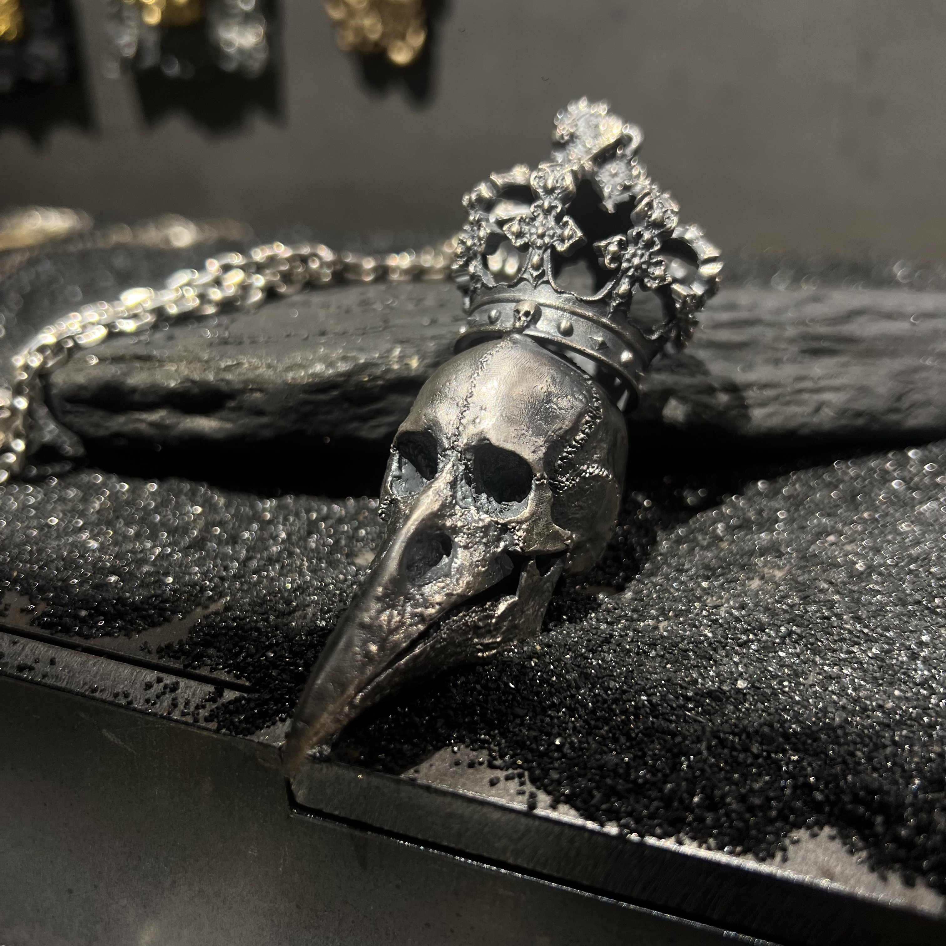 坠链均925银 灵史会馆-925银-皇冠乌鸦项链