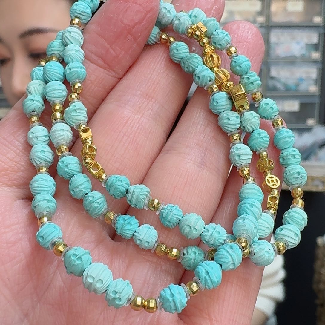 绿松石珠宝奇石18K金镶嵌