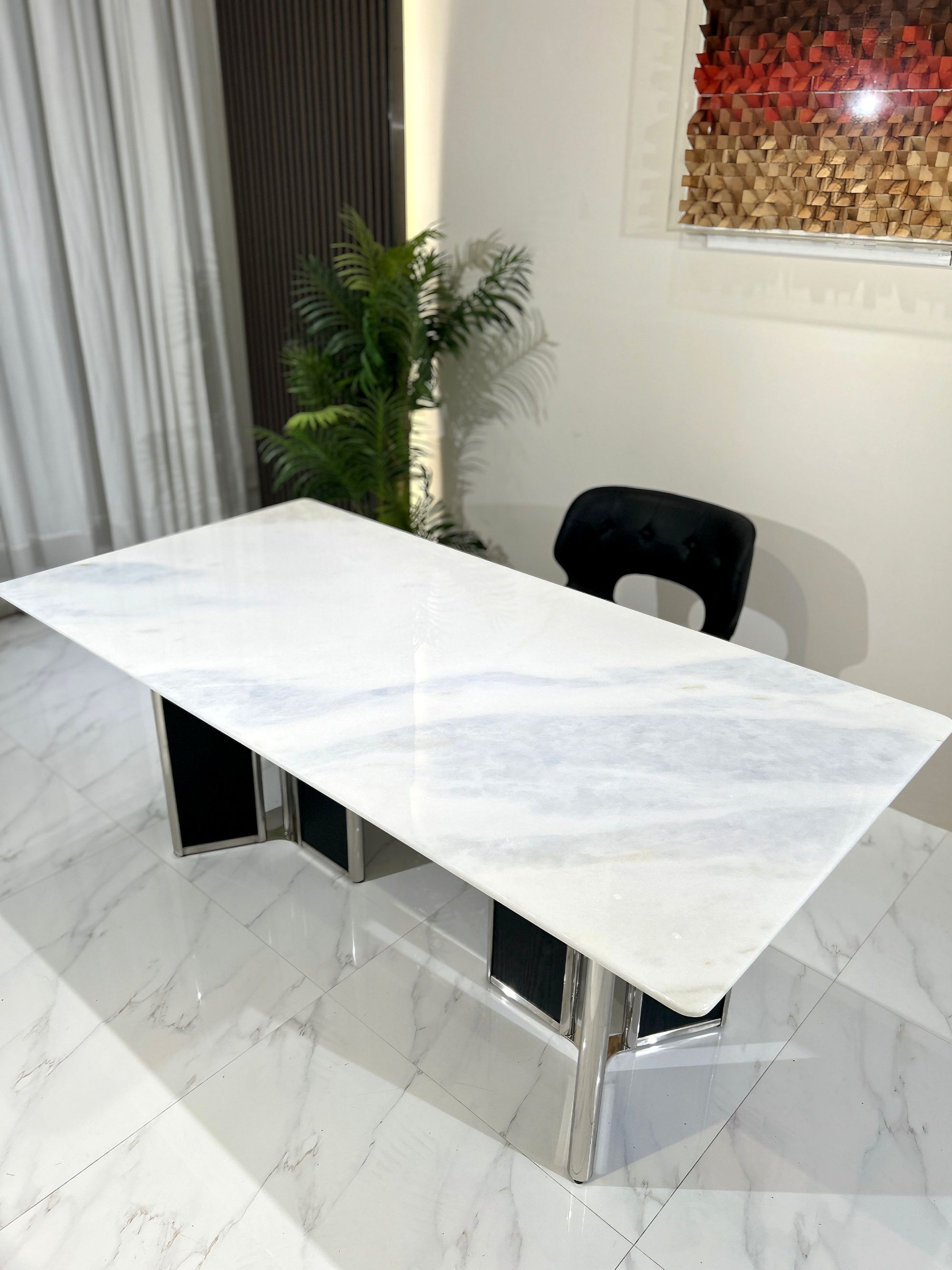 【芬迪蓝】奢石餐桌轻奢时尚客厅创意简约极简意式长方形餐桌北欧