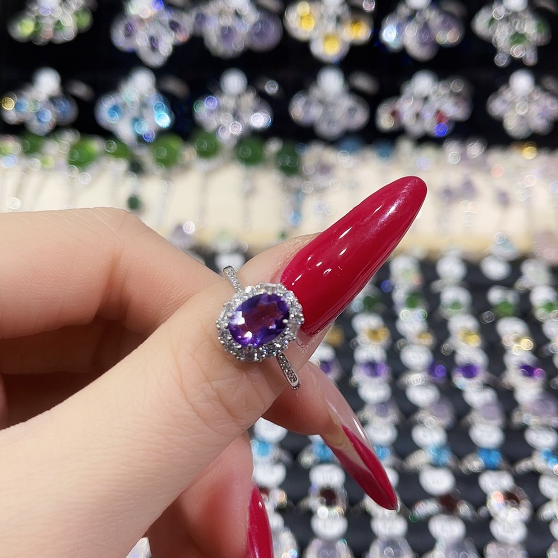 银S925镶嵌戒指紫晶杜*戒指