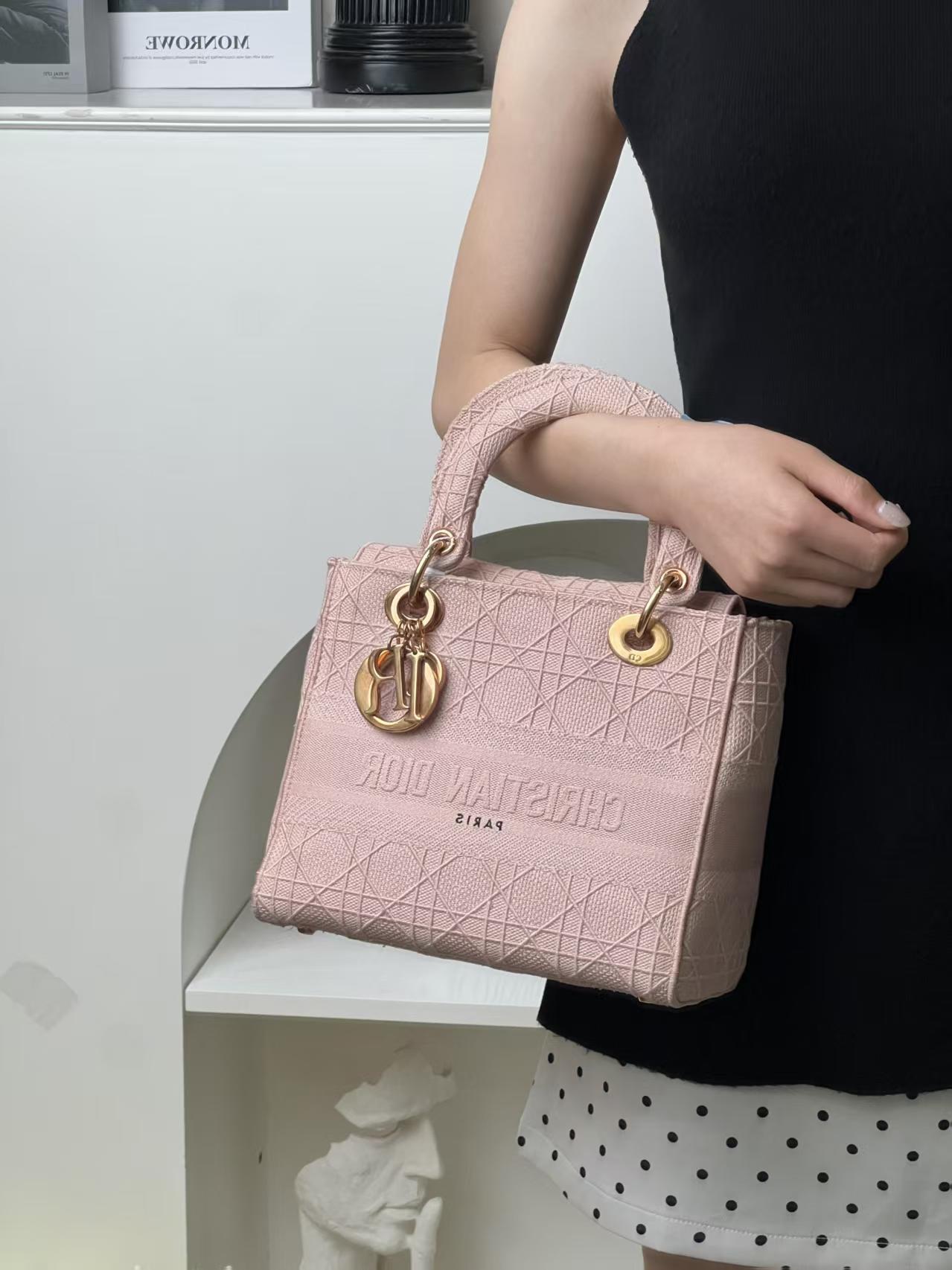 99新 DIOR/迪奥 Dior五格戴妃藤格纹刺绣粉金斜挎包 /严选