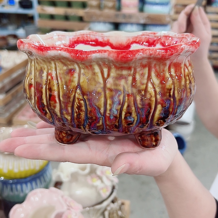 有孔.凑满10元发货多肉陶瓷花盆！