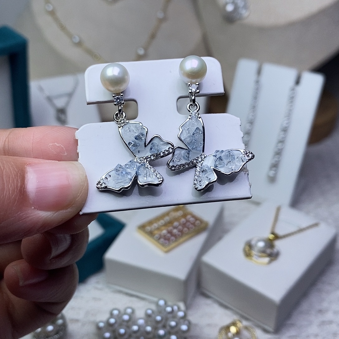 淡水珍珠耳饰银S925镶嵌