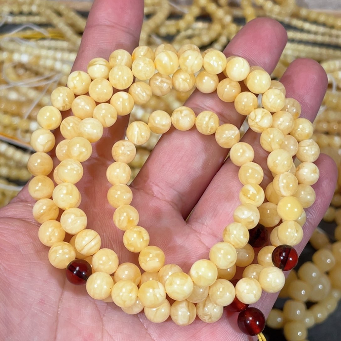 蜜蜡裸石未镶嵌蜜蜡佛珠7.3mm