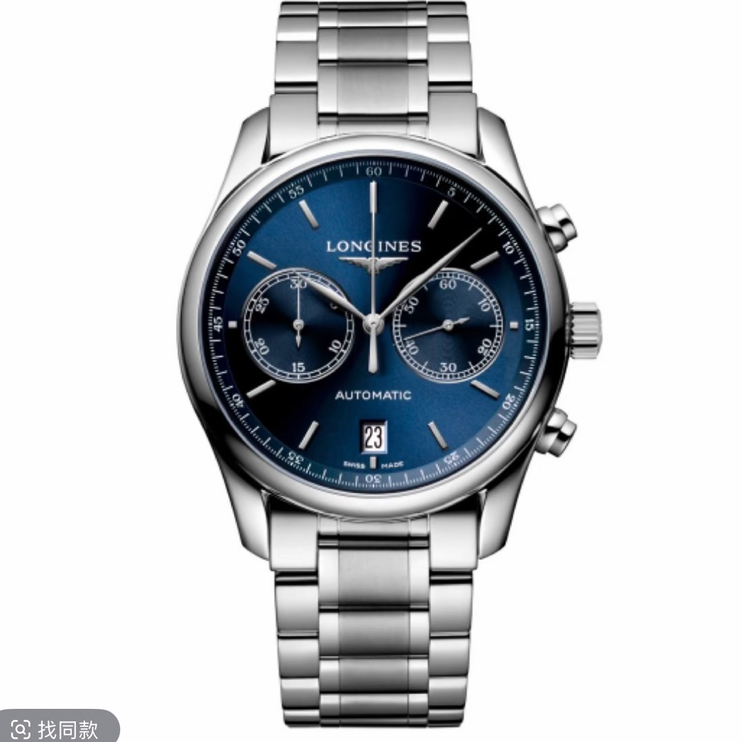 99新 Longines/浪琴 华/名匠629/双眼/表径40/蓝盘条丁机械男表