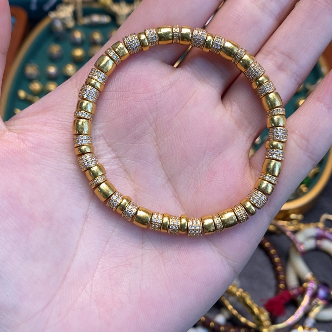 合成立方氧化锆手链足金镶嵌