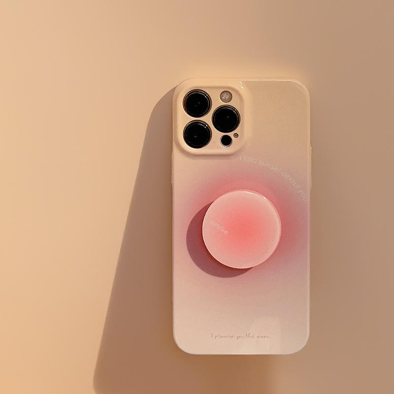 渐变粉色支架14ProMax苹果手机壳17适用iphone13春夏16菲林15华为