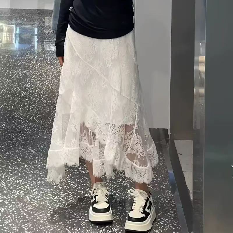 【Z】530/2207/135-1 高腰蕾丝边甜美风半身裙薄款小众轻奢百搭