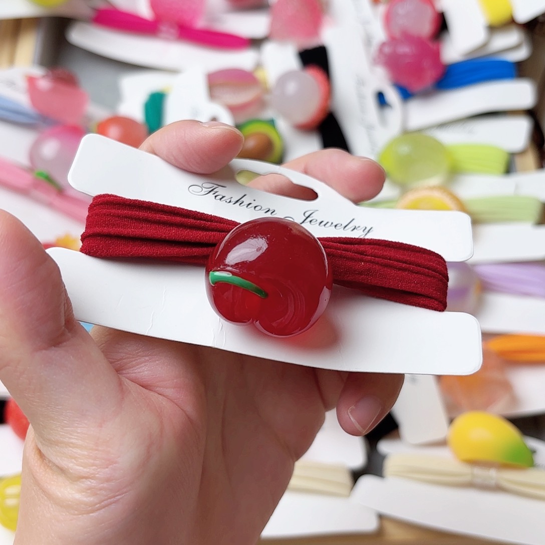 布艺非金属夜光樱桃发绳